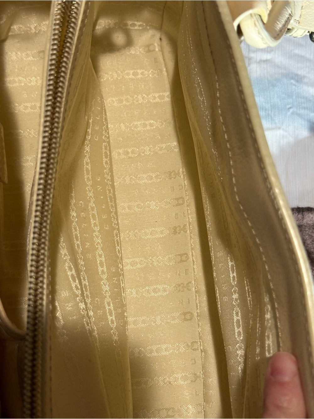 Celine Light Blue Woven Tote with Cream Leather Trim - Picture 4 of 12